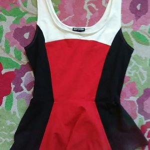 Sexy Red & Black EXPRESS Hem peplum shirt
